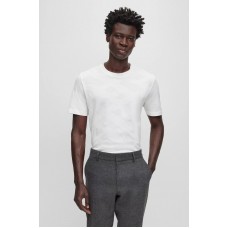 Hugo Boss Mercerised-cotton T-shirt with large jacquard-woven monograms 50495728-100 White