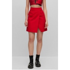 Hugo Boss Wrap-effect mini skirt in stretch cotton 50495810-693 Red
