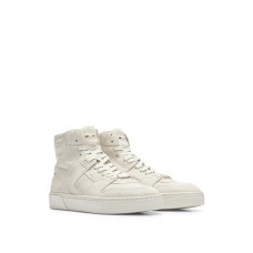 Hugo Boss Leather high-top trainers with signature-stripe detail 50495991-110 White