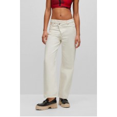 Hugo Boss Relaxed-fit jeans with criss-cross waistband 50496041-110 White
