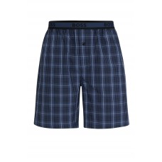 Hugo Boss Cotton-poplin pyjama shorts with check pattern 50496089-475 Blue