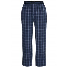 Hugo Boss Cotton-poplin pyjama bottoms with check pattern 50496090-475 Blue