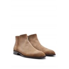 Hugo Boss Suede ankle boots with embossed logo 50496132-268 Beige