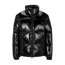 Hugo Boss Water-repellent lacquered puffer jacket with stacked logos 50496280-001 Black