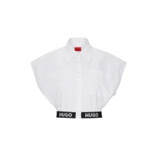 Hugo Boss Organic-cotton blouse with logo waistband 50496383-100 White