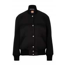 Hugo Boss Stretch-cotton single-jersey jacket with ribbed trims 50496420-001 Black