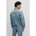 Hugo Boss Biker-style jacket in mid-blue broken-twill denim 50496518-449 Blue
