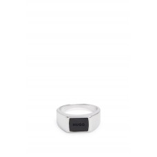 Hugo Boss Stainless-steel ring with branded enamel insert hbeu50496709-001 Silver