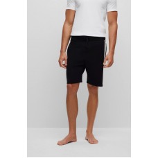 Hugo Boss Organic-cotton shorts with stripes and logo 50496771-001 Black