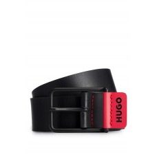Hugo Boss Leather belt with signature-red logo trim hbeu50497032-001 Black