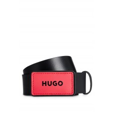 Hugo Boss Leather belt with interchangeable buckle patches hbeu50497043-001 Black