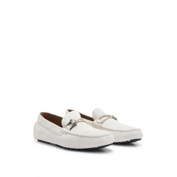 Hugo Boss Driver moccasins in suede with cord and hardware details 50497209-110 White