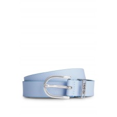 Hugo Boss Grained-leather belt with polished-silver logo keeper hbeu50497410-450 Light Blue
