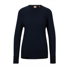 Hugo Boss Cotton-blend sweater with logo trim 50497500-404 Dark Blue