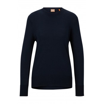 Hugo Boss Cotton-blend sweater with logo trim 50497500-404 Dark Blue