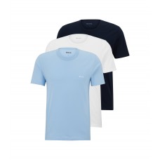 Hugo Boss Three-pack of logo underwear T-shirts in cotton jersey 50497700-460 White/Dark Blue