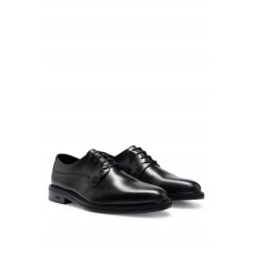 Hugo Boss Polished-leather Derby shoes with branding 50497778-001 Black