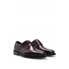 Hugo Boss Polished-leather Derby shoes with branding 50497778-601 Dark Red