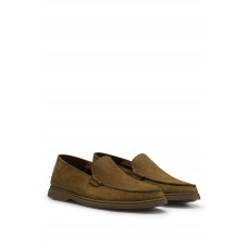 Hugo Boss Nubuck moccasins with embossed logo and apron toe 50497812-361 Brown