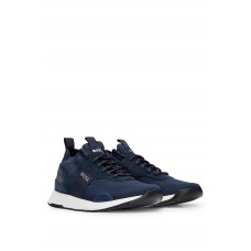 Hugo Boss Structured-knit sock trainers with branding 50498245-401 Dark Blue