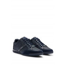 Hugo Boss Mixed-material trainers with suede and faux leather 50498265-401 Dark Blue