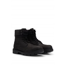 Hugo Boss Nubuck half boots with tonal-monogram collar 50498357-001 Black