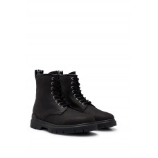 Hugo Boss Nubuck leather lace-up boots with logo tape 50498524-001 Black