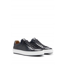 Hugo Boss Lace-up trainers in leather with tonal branding 50499798-401 Dark Blue