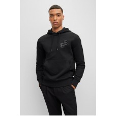 Hugo Boss Cotton-terry hoodie with printed and embroidered monograms 50499925-001 Black