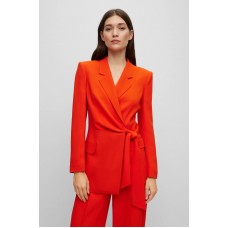 Hugo Boss Regular-fit long-length jacket with belted waist 50500039-821 Dark Orange