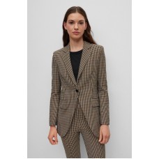 Hugo Boss Slim-fit jacket in checked stretch fabric 50500090-260 Beige