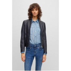 Hugo Boss Nappa-leather jacket with two-way zip 50500119-404 Dark Blue