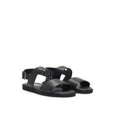 Hugo Boss Leather sandals with embossed logo and buckle closure 50500251-001 Black