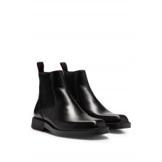 Hugo Boss Nappa-leather Chelsea boots with logo detail 50500436-001 Black