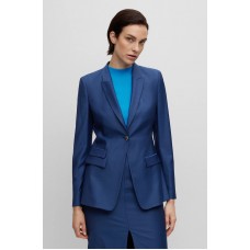 Hugo Boss Slim-fit jacket in micro-patterned virgin wool 50501109-992 Blue