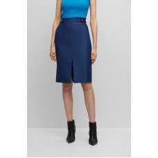Hugo Boss Button-trim pencil skirt in micro-patterned virgin wool 50501251-992 Patterned