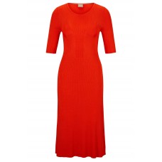 Hugo Boss Cropped-sleeve dress with knitted structure 50502306-961 Dark Orange
