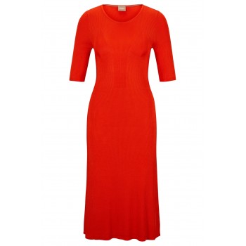 Hugo Boss Cropped-sleeve dress with knitted structure 50502306-961 Dark Orange