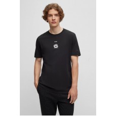 Hugo Boss Cotton-jersey crew-neck T-shirt with logo artwork 50502685-001 Black