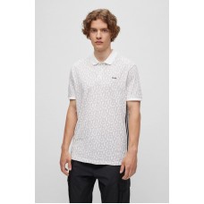 Hugo Boss Cotton-piqué polo shirt with all-over monogram pattern 50502699-125 White