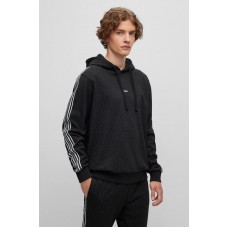 Hugo Boss Cotton-terry hoodie with doodle motif 50502703-010 Dark Grey