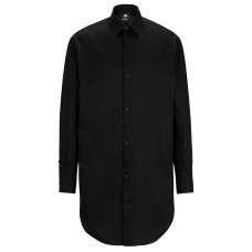 Hugo Boss Longline regular-fit shirt in easy-iron cotton poplin 50504210-001 Black