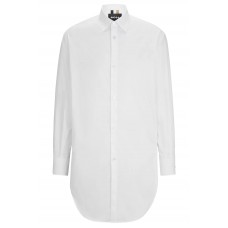 Hugo Boss Longline regular-fit shirt in easy-iron cotton poplin 50504210-100 White