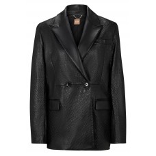 Hugo Boss Leather jacket with peak lapels 50504889-001 Black