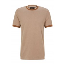 Hugo Boss Micro-pattern T-shirt in cotton and silk 50505138-260 Beige
