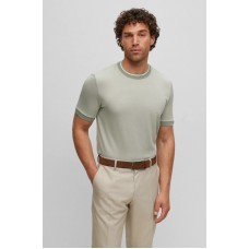 Hugo Boss Micro-pattern T-shirt in cotton and silk 50505138-330 Light Green