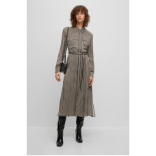 Hugo Boss Long-sleeved shirt dress with houndstooth motif 50505181-988 Patterned