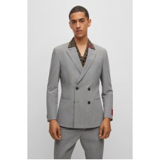 Hugo Boss Double-breasted slim-fit jacket in performance-stretch fabric 50505196-021 Grey