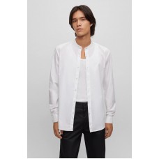 Hugo Boss Collarless slim-fit shirt in easy-iron cotton poplin 50505220-199 White
