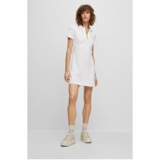 Hugo Boss Stretch-cotton dress with Johnny collar 50509954-100 White